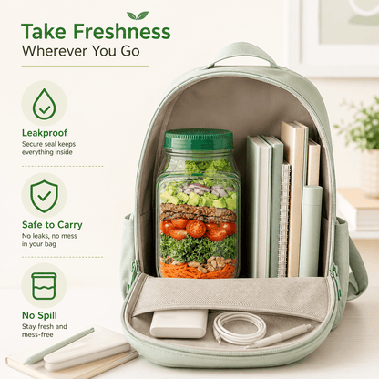 Portable Leakproof Salad Jar with Side Opening