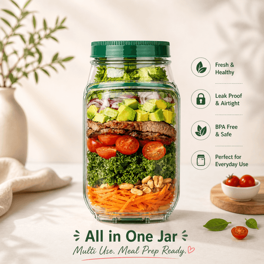 Portable Leakproof Salad Jar with Side Opening