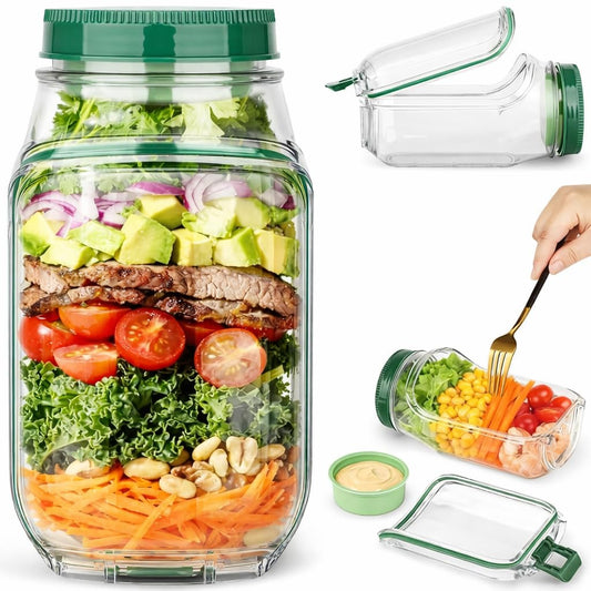 Portable Leakproof Salad Jar with Side Opening