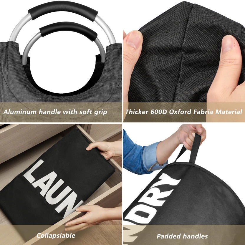 Foldable Laundry Basket with Aluminum Handles