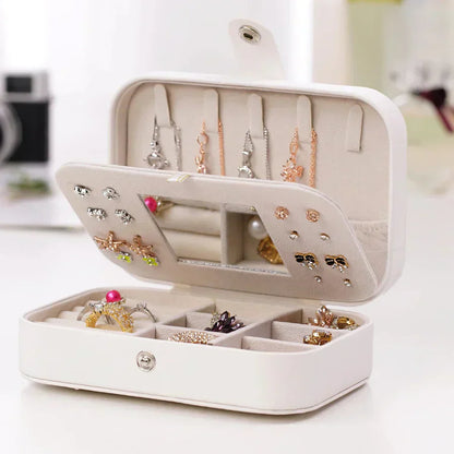 Portable Leather Mini Travel Jewelry Case