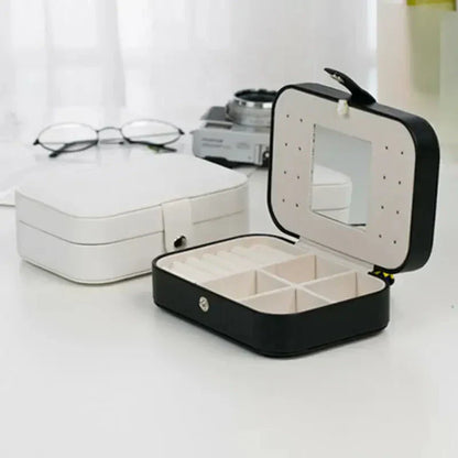 Portable Leather Mini Travel Jewelry Case