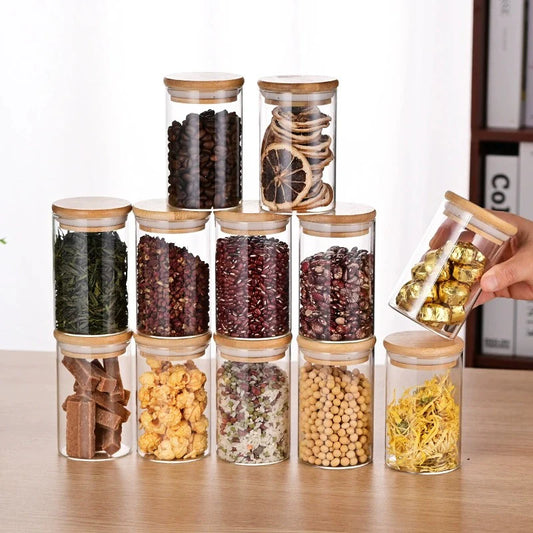 Glass Storage Jars with Bamboo Lids