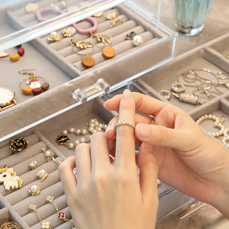 3-Layer Jewelry Organizer Compartments