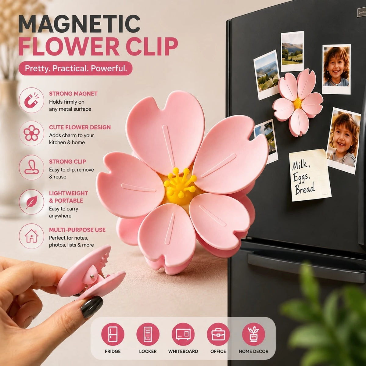 Cute Magnetic Flower Clip